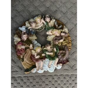 Cherubic‎ Angel Choir Wreath Wall Decor Musical Angels Resin Plaque